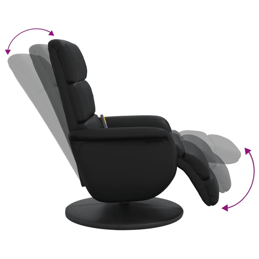 Draaifauteuil – Relaxstoel – Lounge Stoel – Fauteuil – Zwarte Kunstleren Stoel – 360 Graden Draaibaar – Verstelbare Rugleuning en Voetensteun