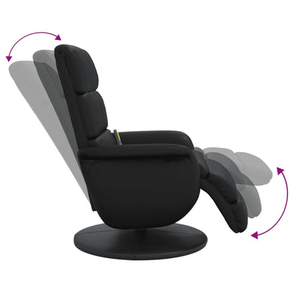 Draaifauteuil – Relaxstoel – Lounge Stoel – Fauteuil – Zwarte Kunstleren Stoel – 360 Graden Draaibaar – Verstelbare Rugleuning en Voetensteun