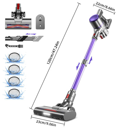 Aiidoits Cordless Vacuum Cleaner – 30000Pa, 300W, 35-Min Runtime, 6×2200mAh Battery, 1.4L Dustbin, Super Quiet, Anti-Tangle Brush – High-Capacity Cordless Vacuum with Long Battery Life, Flexible Cleaning for Hard Floors,