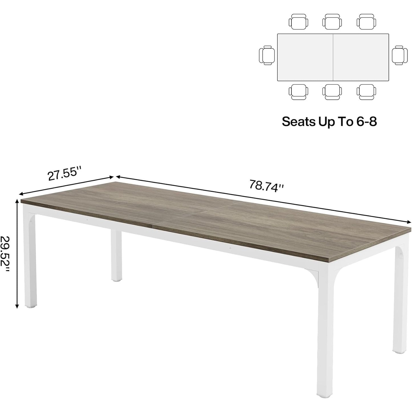 Vergadertafel – Conferentietafel – Bureautafel – Seminartafel – Kantoorwerktafel – Eikenlook Hout – Robuust Metaal – 200 cm Breed – Eenvoudige Montage