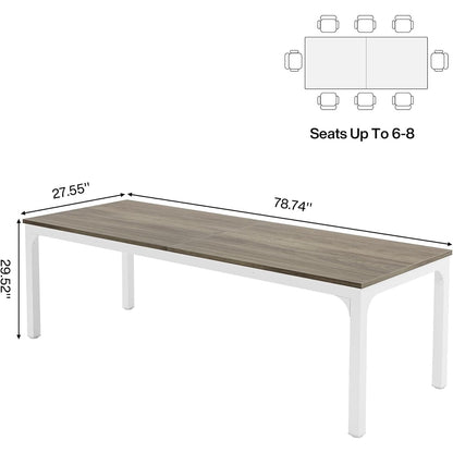 Vergadertafel – Conferentietafel – Bureautafel – Seminartafel – Kantoorwerktafel – Eikenlook Hout – Robuust Metaal – 200 cm Breed – Eenvoudige Montage