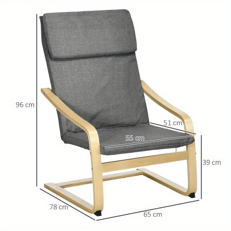 Modern Lounge Armchair with Headrest & Armrests - Gray -Look Upholstery, Frame & Foam - Easy Assembly Multifunctional Accent Chair for Living Room, Bedroom, Balcony - Beige/ (No Fabric