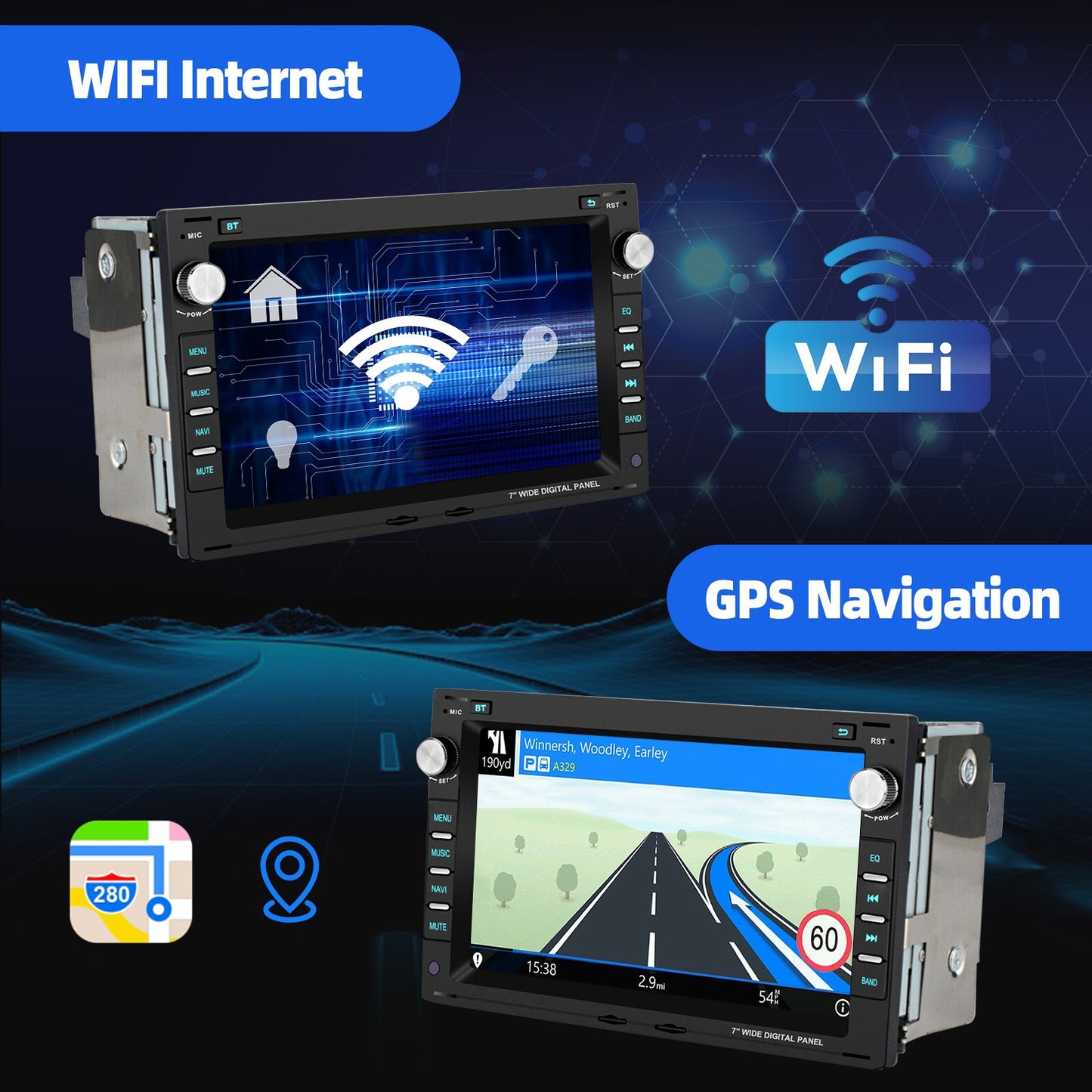 Android Autoradio – Multimedia Systeem – Inbouw Radio – Navigatie Systeem – Touchscreen Radio – 7-inch HD Display – Achteruitrijcamera Met Microfoon