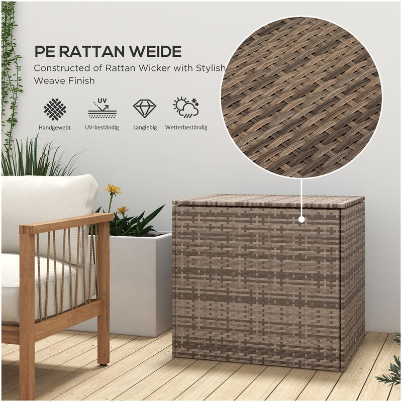 Opbergbox – Opbergkist – Opbergkrat – Opbergcontainer – Grote Zwarte Polyrattan Opbergbox – Stevig Metalen Frame – Opvouwbaar Ontwerp