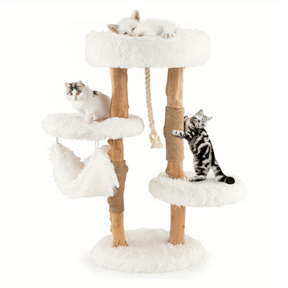 Krabpaal – Kattenboom – Kattenmeubel – Krabton – Kattentoren – 87 cm Hoog – Massief Hout Met Sisal & Jute
