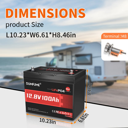 Lithium Accu – LiFePO4 Accu – Batterij – Bootaccu – Camperaccu – 12V 100Ah Capaciteit – 100A BMS Met 6000 Cycli
