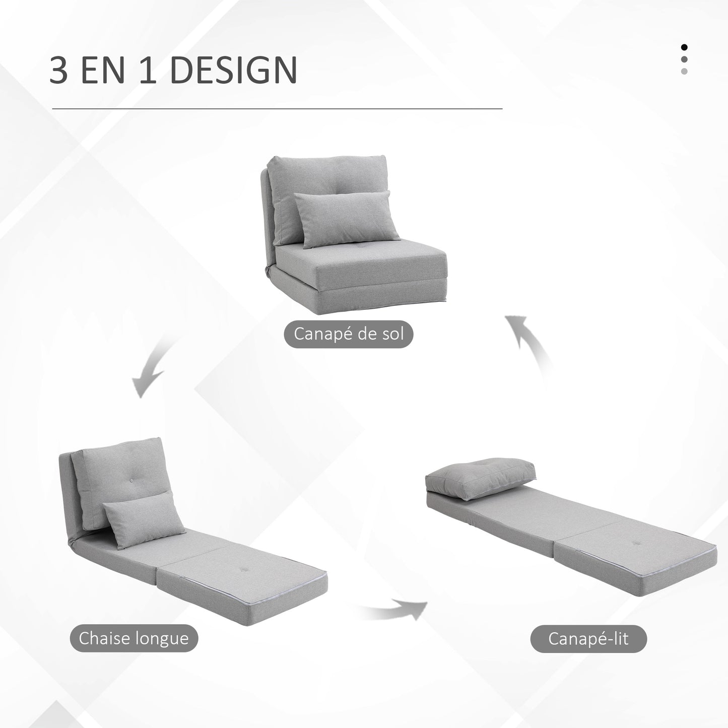 Zitzak – Zitzakstoel – Fauteuil – Loungestoel – Slaapstoel – Verstelbare Rugleuning 105°-180° – Ademend Linnen Met Kussen – Lichtgrijs