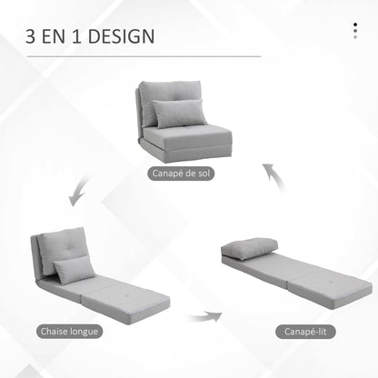 Zitzak – Zitzakstoel – Fauteuil – Loungestoel – Slaapstoel – Verstelbare Rugleuning 105°-180° – Ademend Linnen Met Kussen – Lichtgrijs