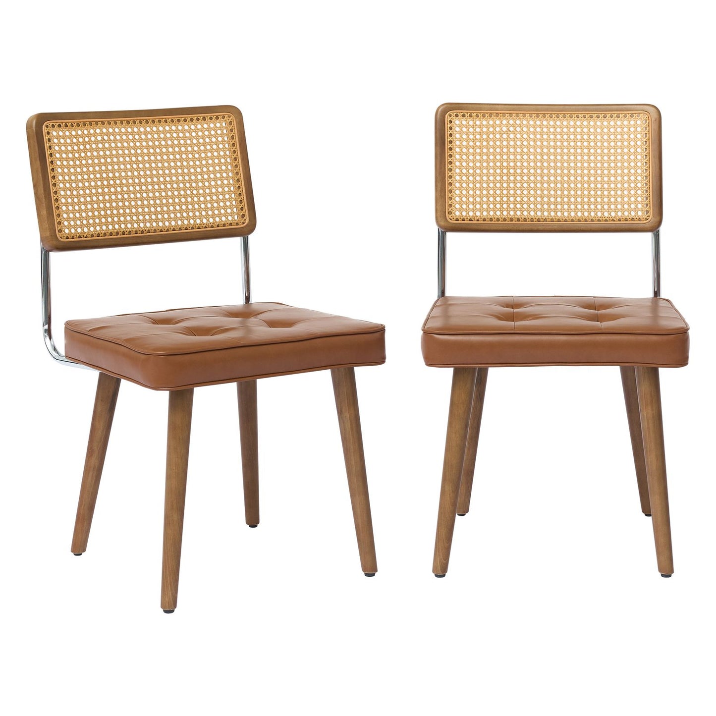 Set of 2 Modern Boho Dining Chairs with Legs - Mid-Century Contemporary Kitchen Table Chairs Suitable for Living Room, Coffee Bar, Restaurant - Sturdy Furniture