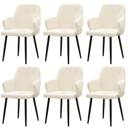 2pcs Velvet Dining Chairs with Arms - High Back Ergonomic Office Chairs, Space-Saving White Upholstered Chairs for Study Room, Conference & Reception, Durable Commercial Use (Luxury Comfort Design), Reception Seating, Modern
