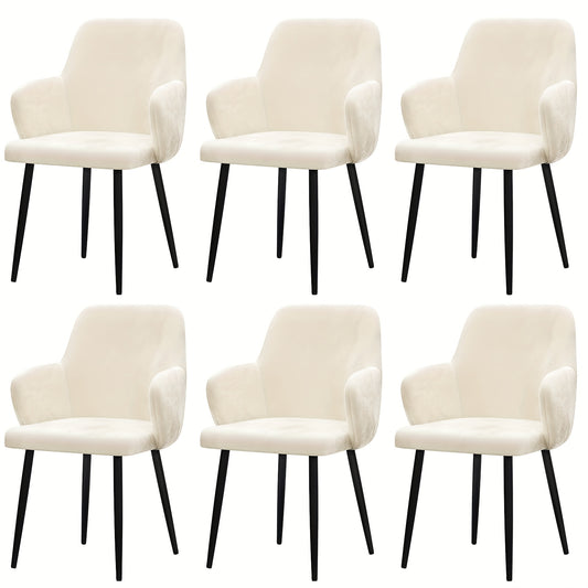 2pcs Velvet Dining Chairs with Arms - High Back Ergonomic Office Chairs, Space-Saving White Upholstered Chairs for Study Room, Conference & Reception, Durable Commercial Use (Luxury Comfort Design), Reception Seating, Modern