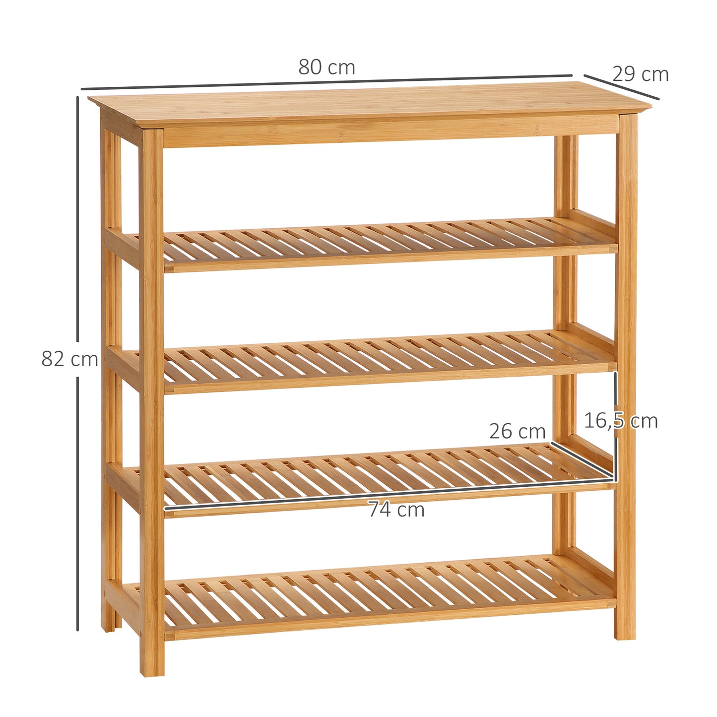 Schoenenrek – Schoenenkast – Schoenenbank – Schoenenopberger – Halmeubel – Bamboe – 5 Niveaus – Opbergruimte Voor 20 Paar Schoenen