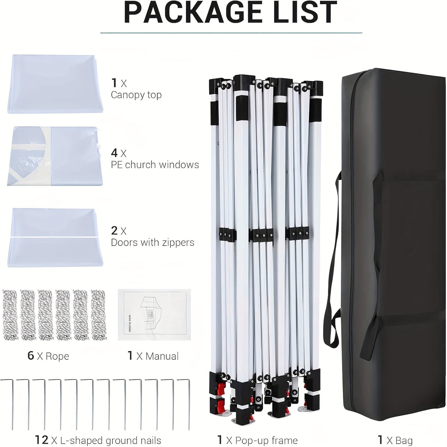 Feesttent – Partytent – Paviljoen – Opvouwbare Tent – Tuintent – 3x6 m – 6 Afneembare Zijwanden – Lichtgewicht Zeshoekig Frame
