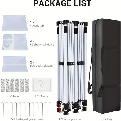 Feesttent – Partytent – Paviljoen – Opvouwbare Tent – Tuintent – 3x6 m – 6 Afneembare Zijwanden – Lichtgewicht Zeshoekig Frame