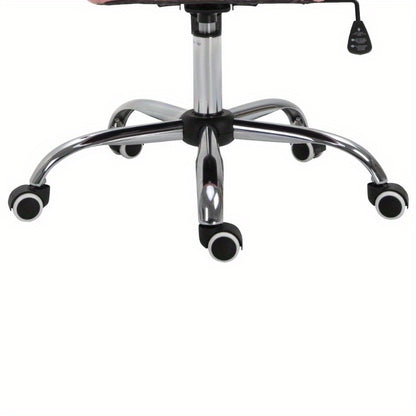 Bureaustoel – Ergonomische Stoel – Office Chair – Draaistoel – Computerstoel – Roze PU Bekleding – Verstelbare Zithoogte 95-105 cm – Zitvlak 59,5 x 60,5 cm