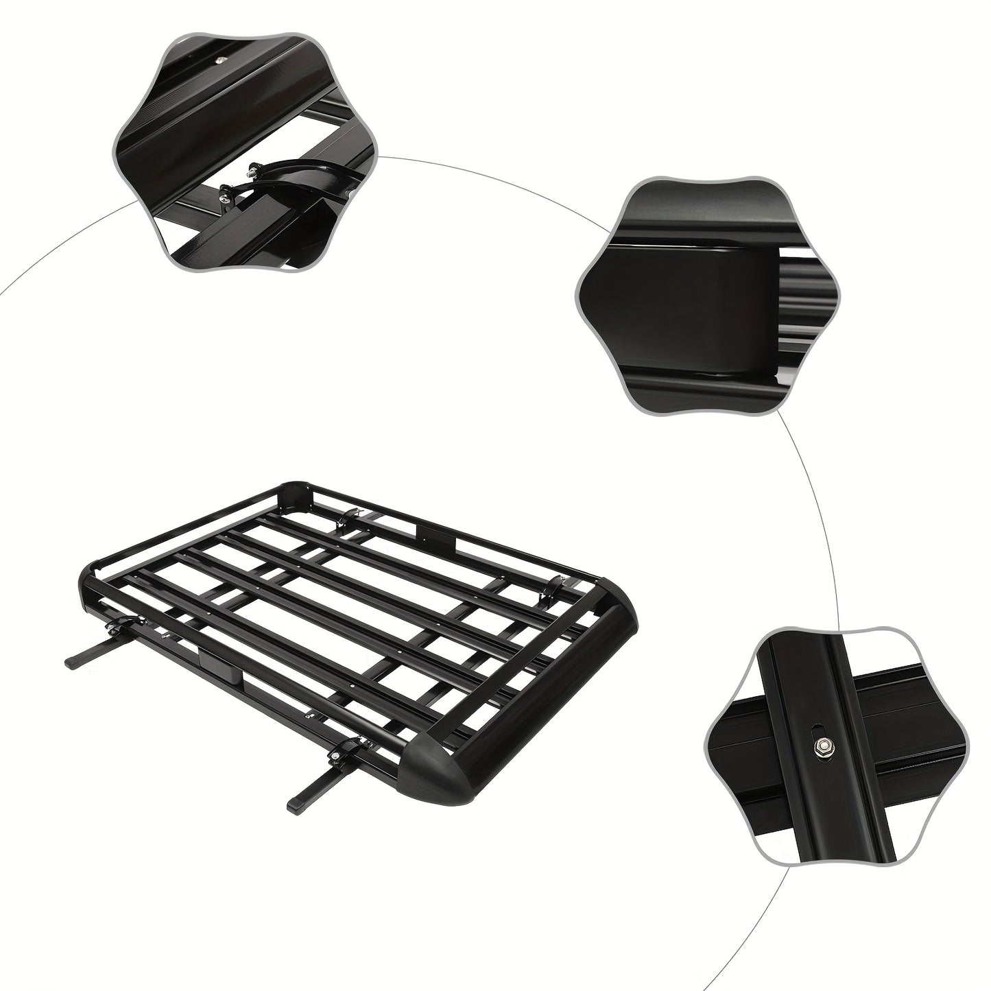 Dakmand SUV – Dakdrager Mand – Bagagekorf – Dakrek Ladebak – Zwarte Aluminium Dakmand – 160 cm Lengte – Maximaal 150 kg Draagvermogen