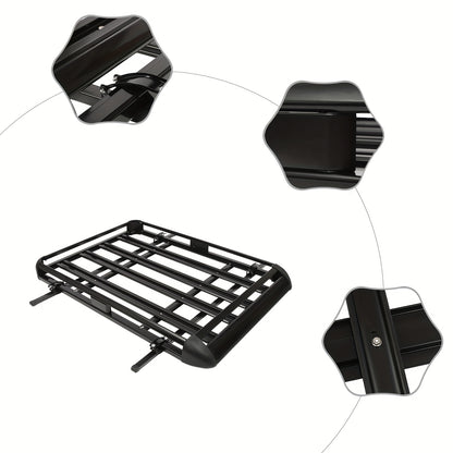 Dakmand SUV – Dakdrager Mand – Bagagekorf – Dakrek Ladebak – Zwarte Aluminium Dakmand – 160 cm Lengte – Maximaal 150 kg Draagvermogen