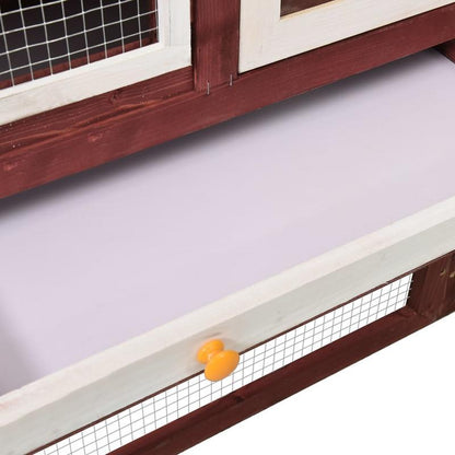 Konijnenhok – Dierenren – Knaagdierkooi – Buitenren – Binnenren – Massief Vurenhout – Ruim 140x63x120 cm – Mokka Wit