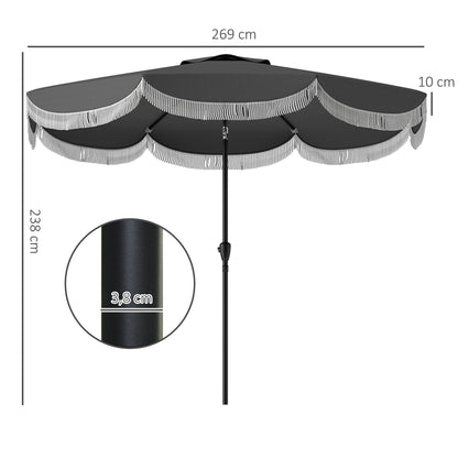 Parasol – Stokparasol – Balkonparasol – Tuinparasol – Zweefparasol – Ø269 cm – UV Bescherming UPF 30+ – Kantelbaar Donkergrijs