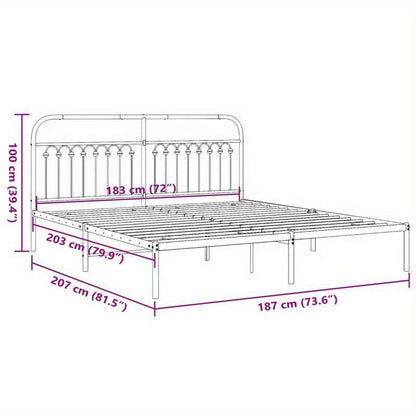 Bed Frame with Headboard Metal Black 183X203 Cm