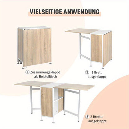 Landelijke Eettafel – Eettafel Met Bijzettafels – Compacte Tafel – Keukentafel – Woonkamertafel – Snelle Montage – Robuuste Metalen Poten