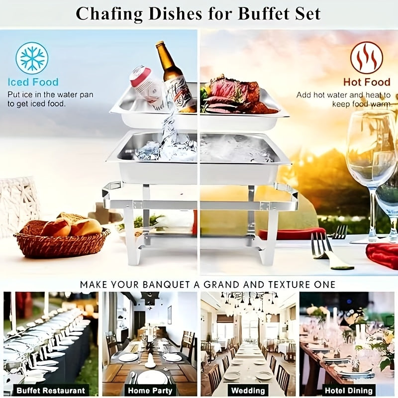 Chafing Dish – Buffetwarmer – Warmhoudplaat – Warmhoudschaal – Warmhoudbak – RVS 9 Liter – Inclusief Deksel – Elektriciteitsvrij
