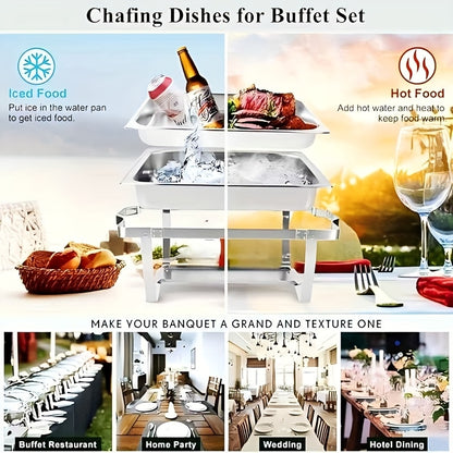 Chafing Dish – Buffetwarmer – Warmhoudplaat – Warmhoudschaal – Warmhoudbak – RVS 9 Liter – Inclusief Deksel – Elektriciteitsvrij