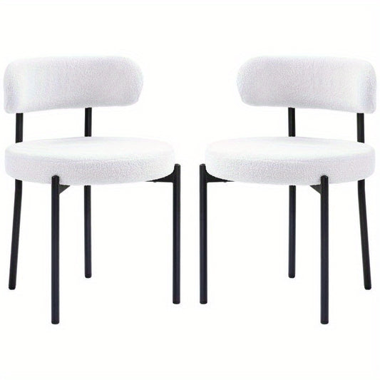 Eetkamerstoelen – Stoelen – Dining Chairs – Zithoekstoelen – Bistro Stoelen – Set van 2 – Zachte Fleece Bekleding – Stevige Metalen Poot