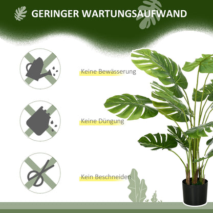 Monstera Deliciosa Kunstplant – Nepplant – Groene Kamerplant – Decoratieve Plant – Hangplant – Onderhoudsvrij – Stevige Cementen Pot 120 cm
