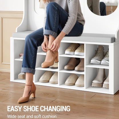 Kapstok – Schoenenrek – Garderobekast – Wandkapstok – Halmeubel – Wit – 5-in-1 Multifunctioneel Design – Verstelbare Planken