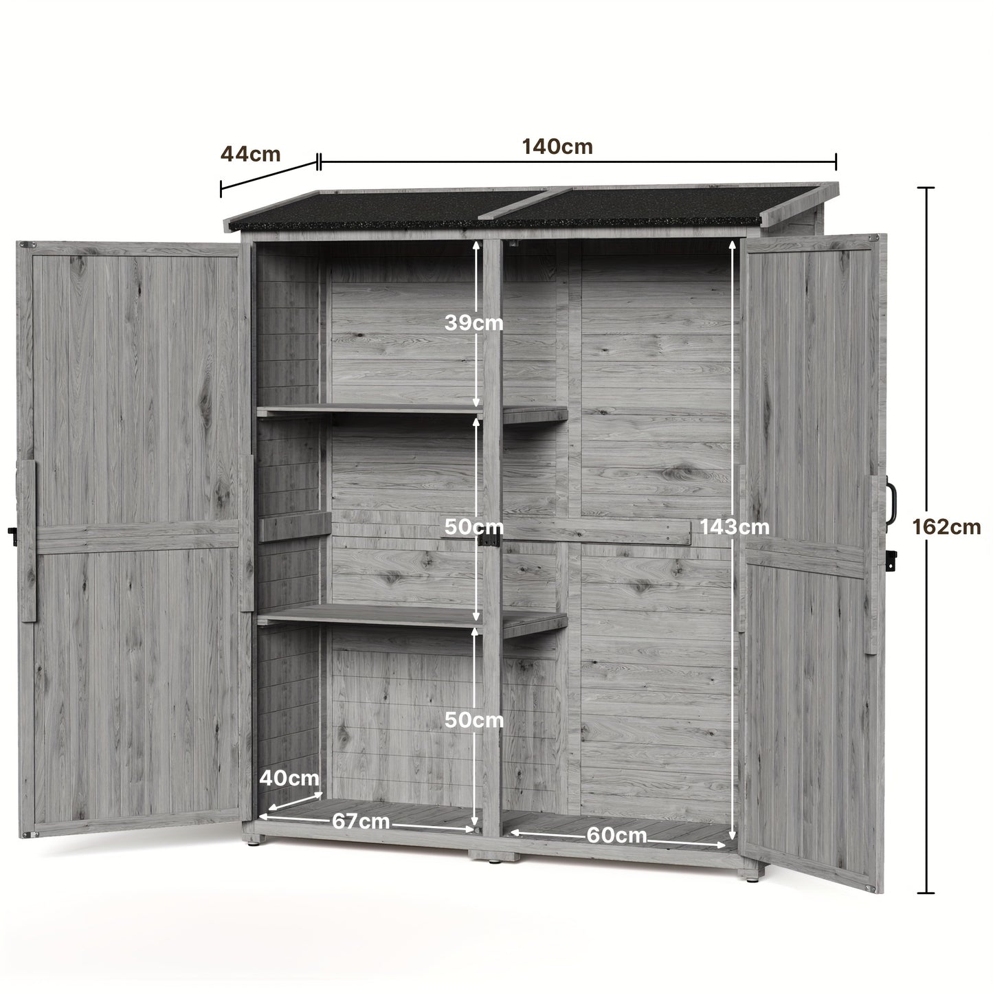 Tuinhuisje – Tuinschuur – Buitenberging – Opslagschuur – Berging – Hout – Dubbele Deuren – Twee Uitneembare Planken