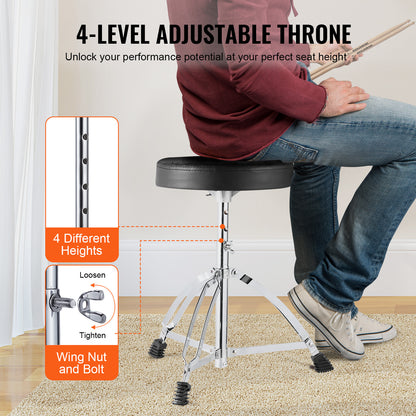 Drumstel – Drumset – Elektrisch Drumstel – Akoestisch Drumstel – Muziekinstrument – 22 Inch Full Size – Verstelbare Kruk & Duurzame PET Drumvellen