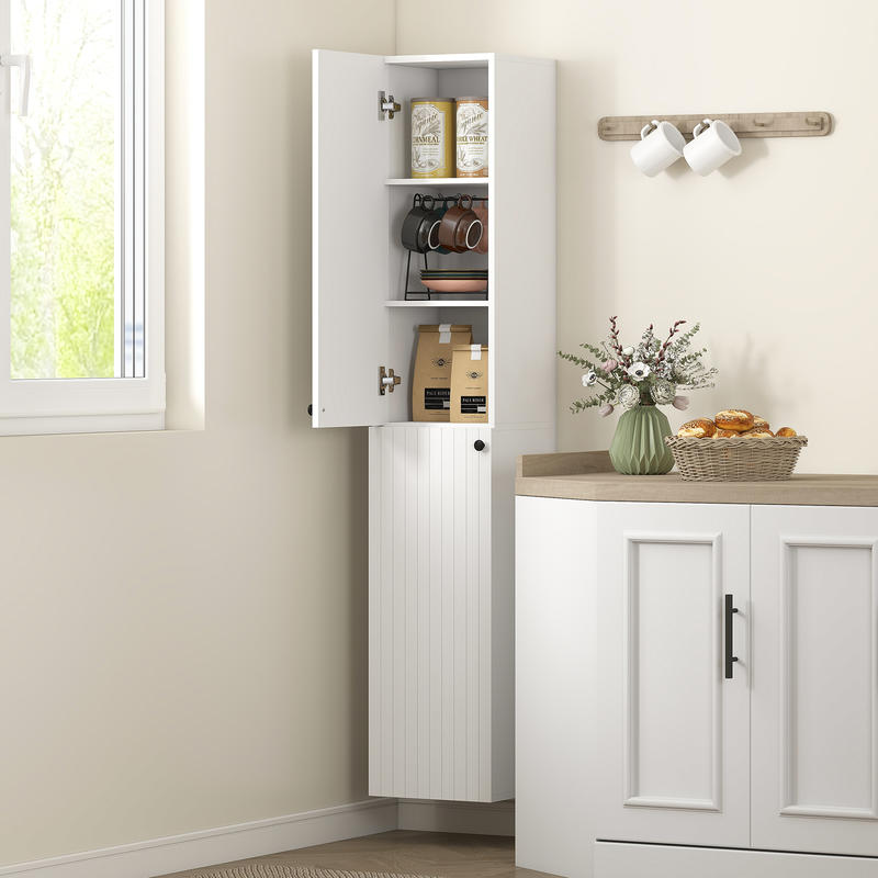 Modern White Wall-Mounted Bathroom Shelf Cabinet with 6 Shelves - Space-Saving MDF Storage Unit, Painted, Easy Installation (No Metal), Independent Design for Bathrooms - Ideal for Towels, Toiletries & Organization