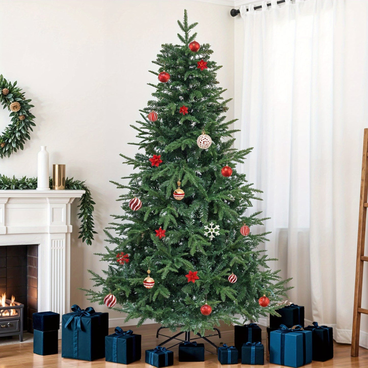 Kerstboom – Kunstkerstboom – Kunstspar – Nepboom – Dennenboom – 212 cm Hoog – Stevige Roestvrijstalen Standaard – Volle Groen Kunststof Naalden – Inklapbaar & Snel Op Te Zetten