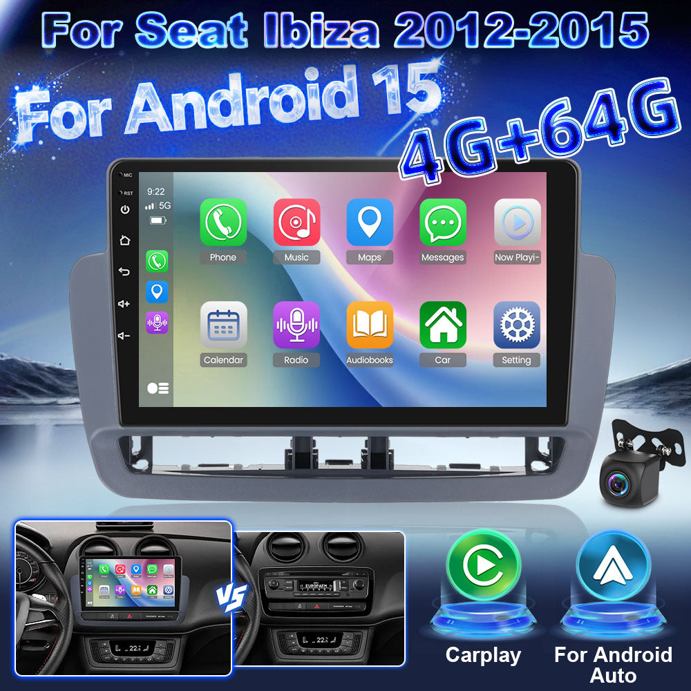 Android 15 Autoradio – Multimedia Systeem – Infotainment Unit – Car Stereo – 9 Inch Touchscreen – Draadloze CarPlay & Android Auto – Achteruitrijcamera Nachtzicht