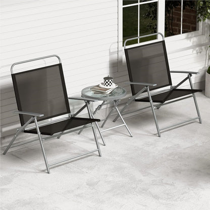 3-Delige Balkonset – Opvouwbare Tuinset – Bistroset – Balkonmeubilair – Terrasmeubilair – Extra Breed Zitvlak 57 cm – Duurzaam Metalen Frame