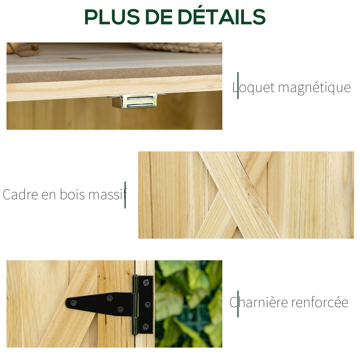 Tuinopbergkast – Tuinkast – Opslagkast – Tuinberging – Buitenberging – Verzinkt Metalen Bovenblad – Natuurlijke Houten Poten 80x45x92 cm