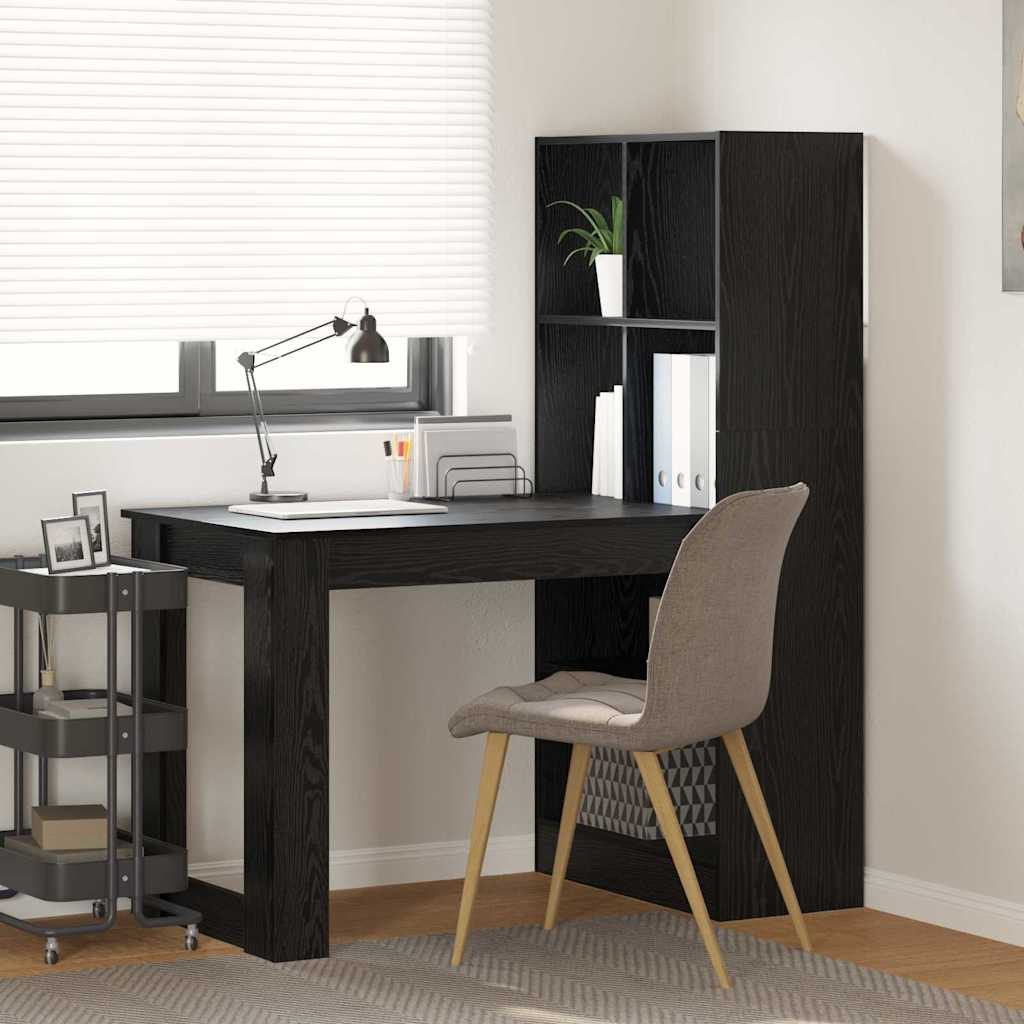 Bureau – Bureautafel – Werktafel – Computertafel – Schrijftafel – Zwart Eiken – Krasbestendig – Met Opbergruimte