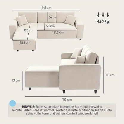 Modern Sofa, Easy to Assemble, Thick and Comfortable Futon Sofa, Suitable for Living Room/ Bedroom/ Office/ Apartment