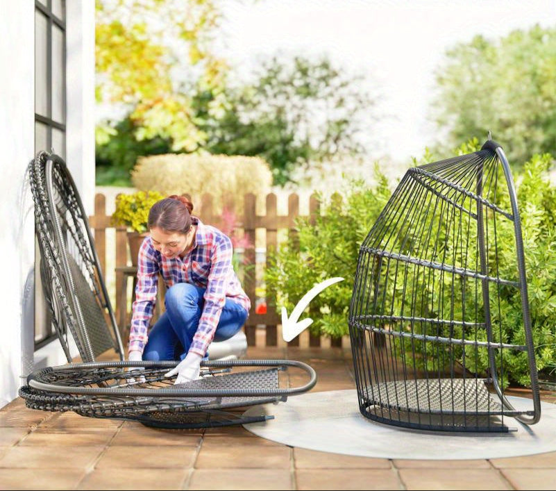 Tuinschommel – Egg Schommelstoel - Schommelstoel – Outdoor Schommelstoel – Loungestoel – Rattan Materiaal – Inklapbaar Tot 150 kg