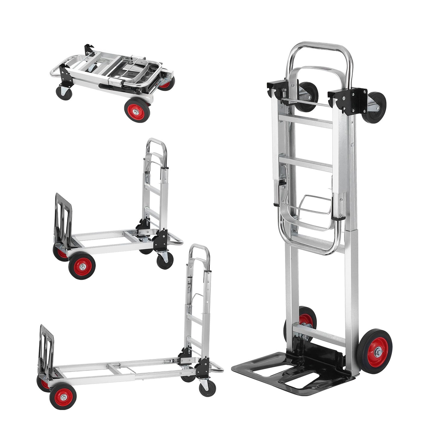 Steekwagen – Handwagen – Platformwagen – Transportwagen – Karrenwagen – 2-in-1 Verstelbaar Model – Draagvermogen 180 kg – Licht Aluminium & Koolstofstaal Frame