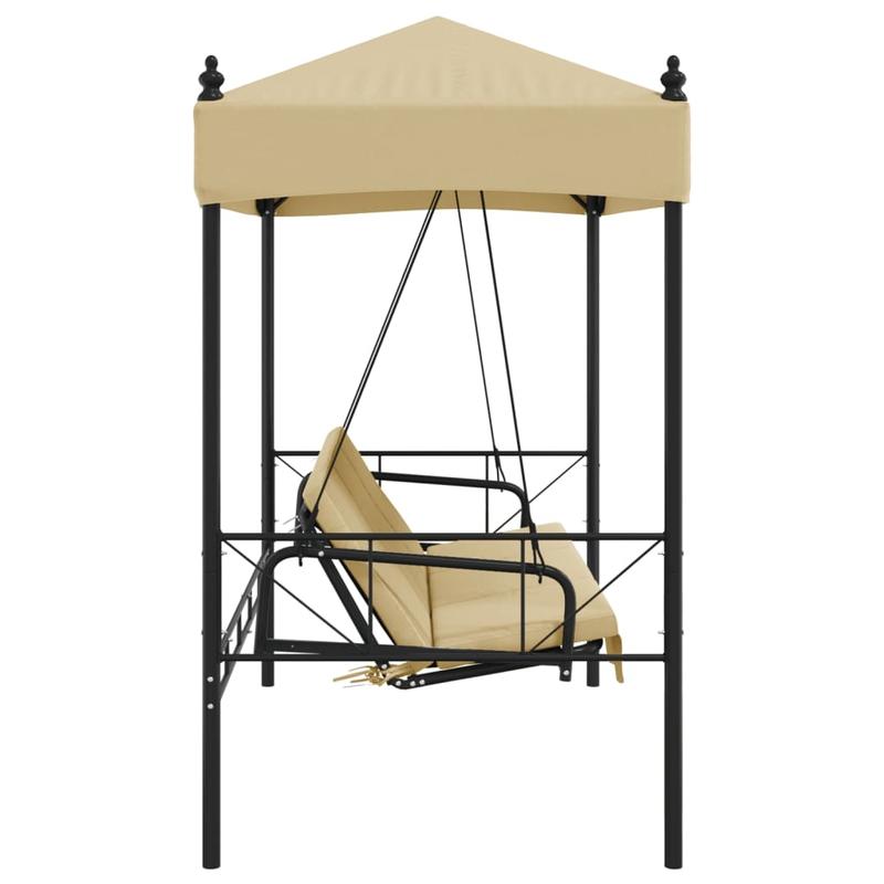 Hollywood Schommelbank – Tuinbank – Zitzak Schommel – Lounger – Swingbed – Stabiel Stalen Frame – Polyester Zonnedak – Sandkleur