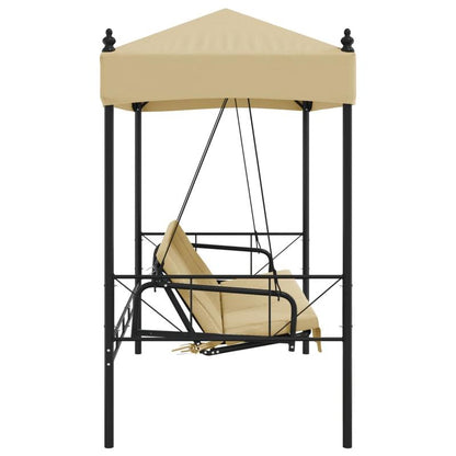 Hollywood Schommelbank – Tuinbank – Zitzak Schommel – Lounger – Swingbed – Stabiel Stalen Frame – Polyester Zonnedak – Sandkleur