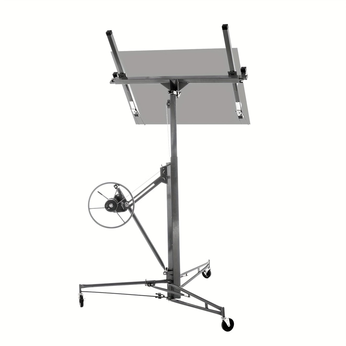 Heavy-Duty Drywall Lift with 150 lbs Load Capacity (68kg) - Adjustable Height 140-335cm & 60° Tilt, Foldable Drywall Panel Hoist with 3 Braked Wheels for Ceiling Installation, & Renovation - Compatible with Drywall Panels &