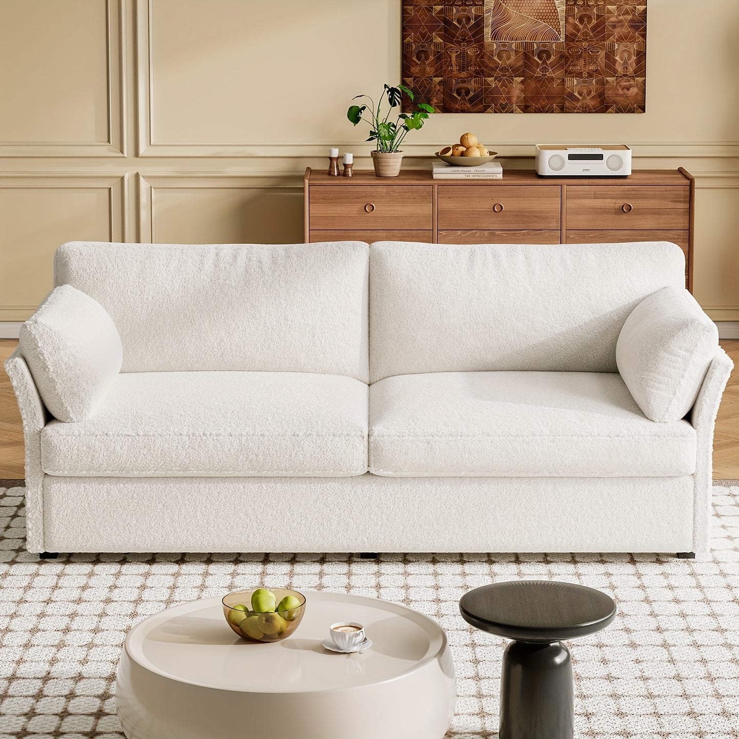 2-Zits bank – Tweezitsbank – Loveseat – Sofa – Tweepersoonsbank – Off-White Creamy Kleur – Oversized Comfortabel Zitvlak – Modern En Makkelijk Te Monteren