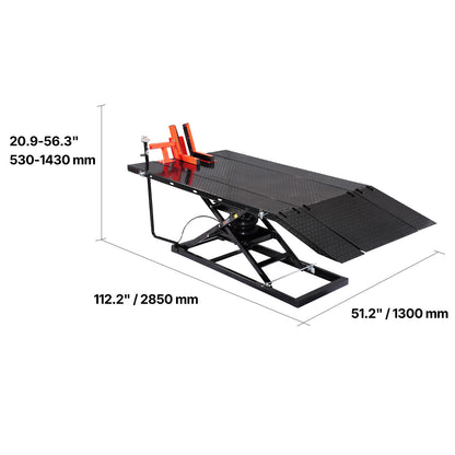 Motorfiets Krik – Motorkrik – Motorlift – Motorhefbrug – Motorheftafel – Pneumatisch – Draagvermogen 680 kg – Verstelbare Hoogte 18-94 cm