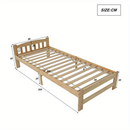 Bedframe – Eenpersoonsbed – Jeugdbed – Logeerbed – Slaapkamerbed – Massief Hout – 90x200 cm – Vooraf Gemonteerd – Lattenbodem – Klassiek Minimalistisch Design