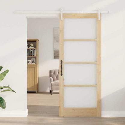 Ruimteverdeler – Roomdivider – Scheidingswand – Schuifwand – Kamerscherm – Massief Grenenhout – Schuifsysteem – 86x211 cm – Bruin Paneel Met Wit Railsysteem – Handmatig Opvouwbaar – Ruimtebesparend