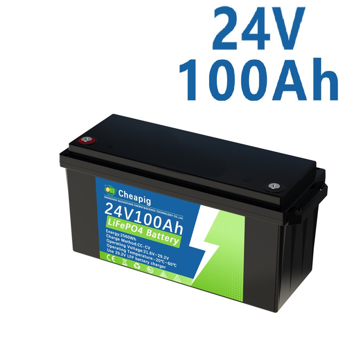 li-ion accu – lithium accu – LiFePO4 batterij – solar accu – boot accu – 24V 100Ah – ingebouwd 100A BMS – lange levensduur