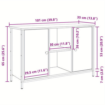 tv-meubel – tv-kast – media meubel – dressoir – televisie meubel – zwart eiken – 101x35x65 cm – gefineerd hout en staal